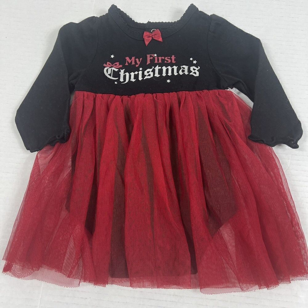 Baby's First Christmas Dress Tulle Red Tutu One Piece Size 6 Months Baby Glam
